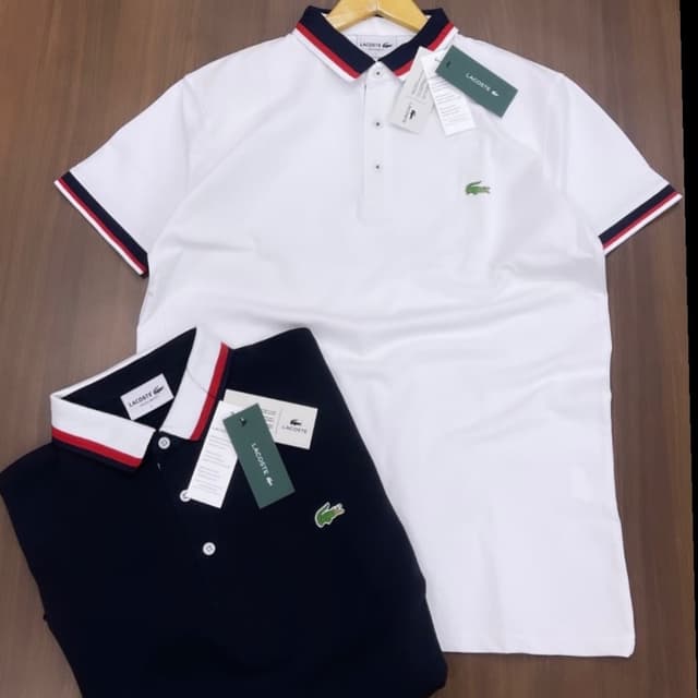 White, Navy Blue, Red Polo Shirt