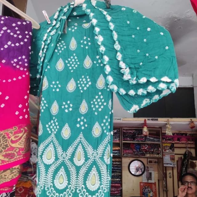 Teal, White, Yellow Salwar Kameez