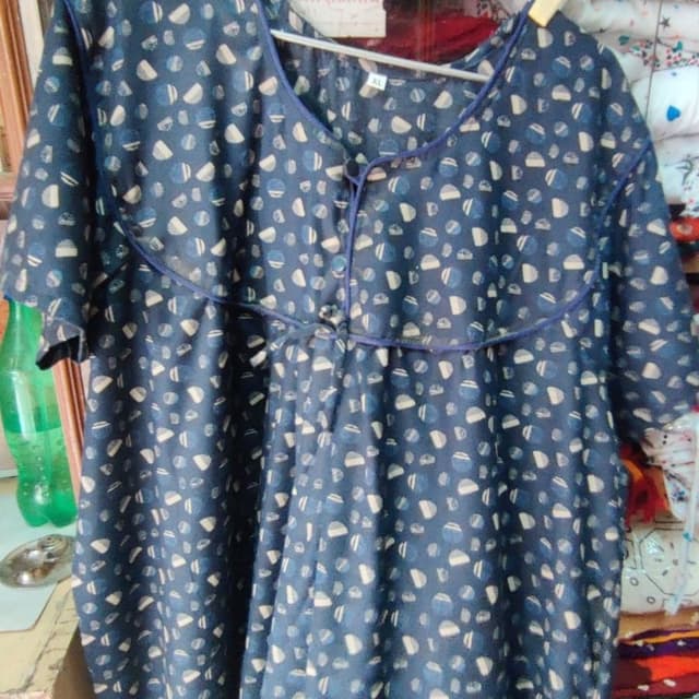 Navy blue, white, and light blue Nightgown