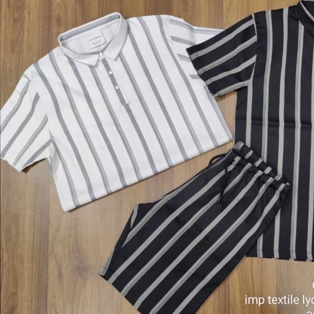 White, Gray, and Black Shirt and Pants Set