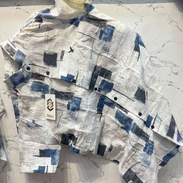 White, Blue, Black Shirt