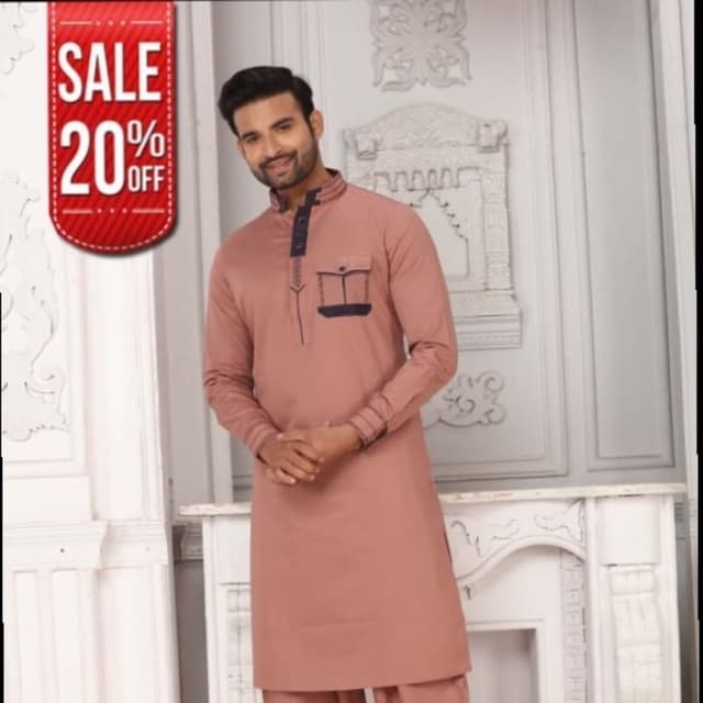 Mauve with navy blue accents Kurta