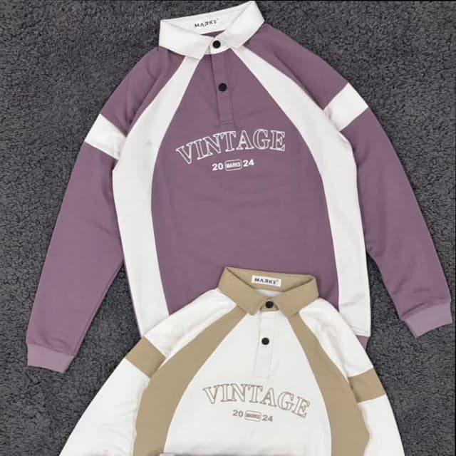Lavender, White, and Taupe Rugby Shirt/Sweatshirt