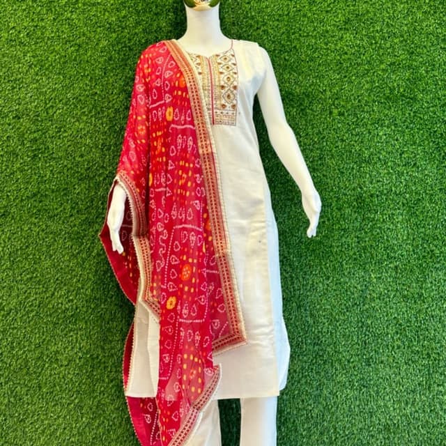 White, Red, Yellow Salwar Suit Set