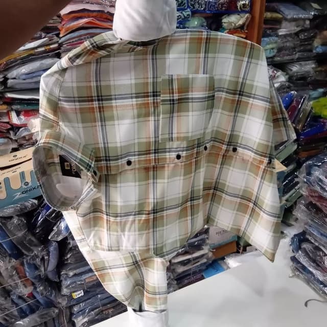 Green, white, and brown plaid Shirt