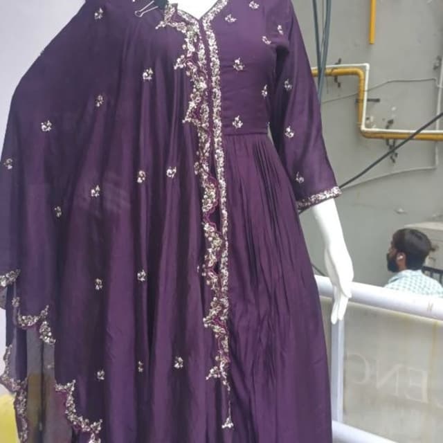 Deep Purple Anarkali Suit with Dupatta