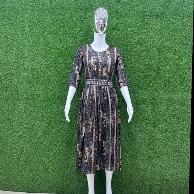 Black, Brown, Beige, and Gray Dress