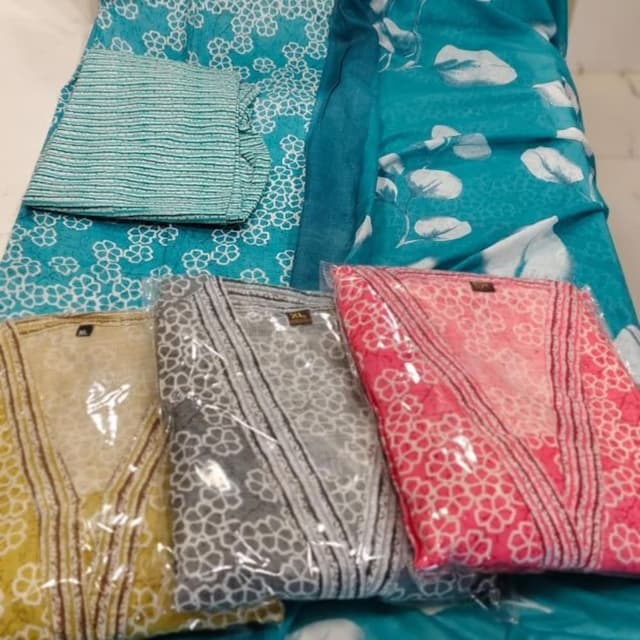 Teal, White, Pink, Grey, Yellow Kurta Set