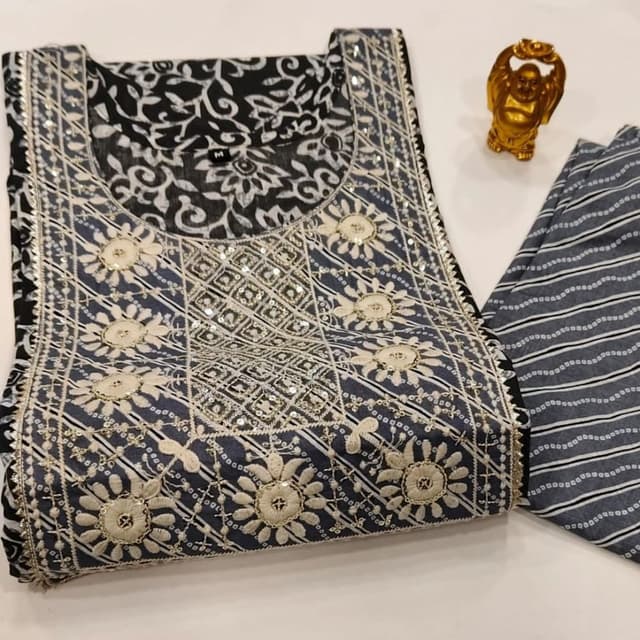 Black, White, Gray, Beige Kurta with Pants