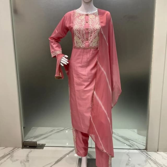 Pink with white accents and gold detailing Salwar Suit Set
