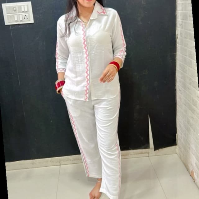 White and Pink Pajama Set