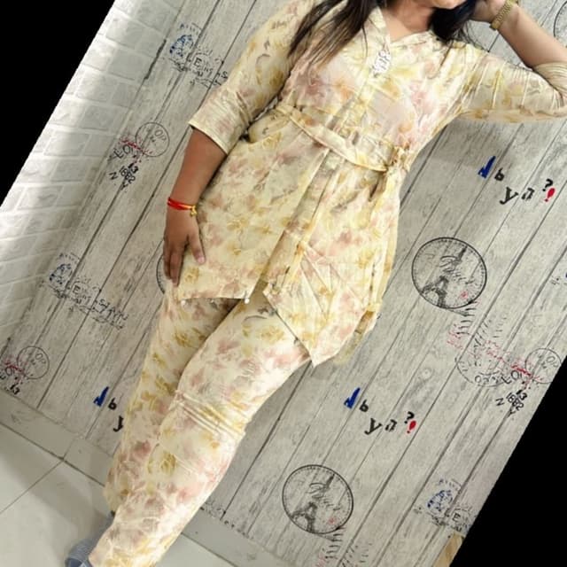 Soft Yellow, Cream, and Peach Co-ord Set