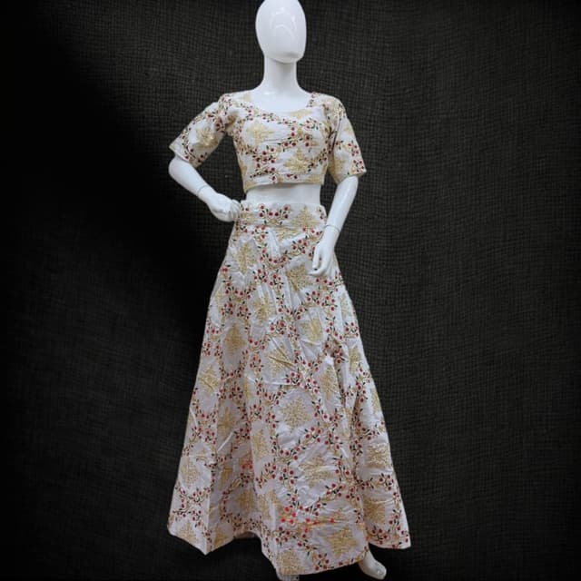 Chaniya choli white multi work