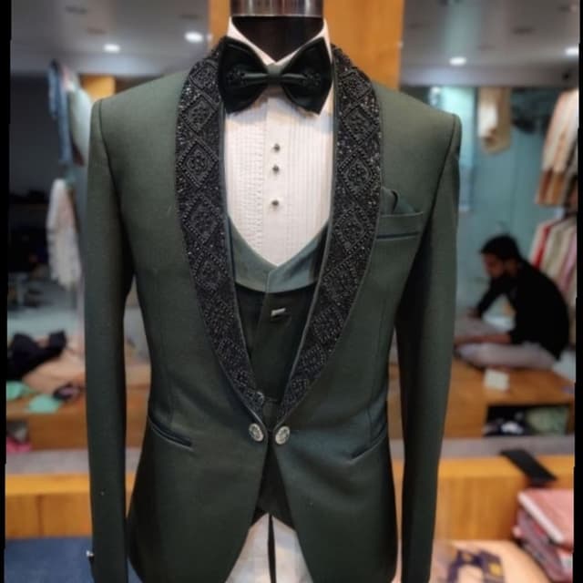 Dark Green, Black, White Suit