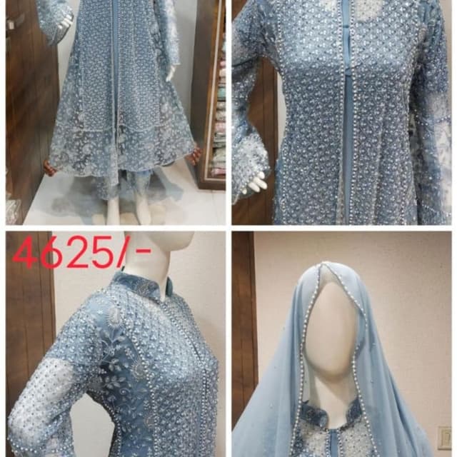 Light Blue, Silver Anarkali Suit