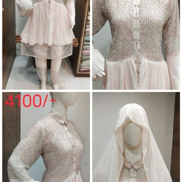 Pale Pink, Silver Anarkali Suit
