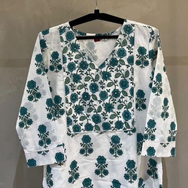 White and Teal Kurti