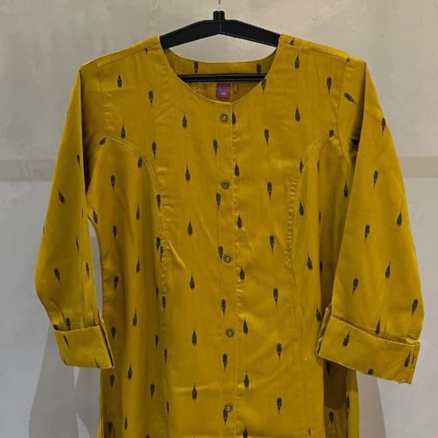 Mustard yellow with black Kurti