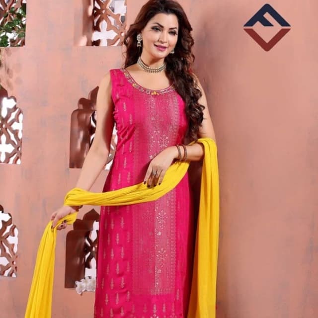 Pink and Yellow Salwar Kameez with Dupatta