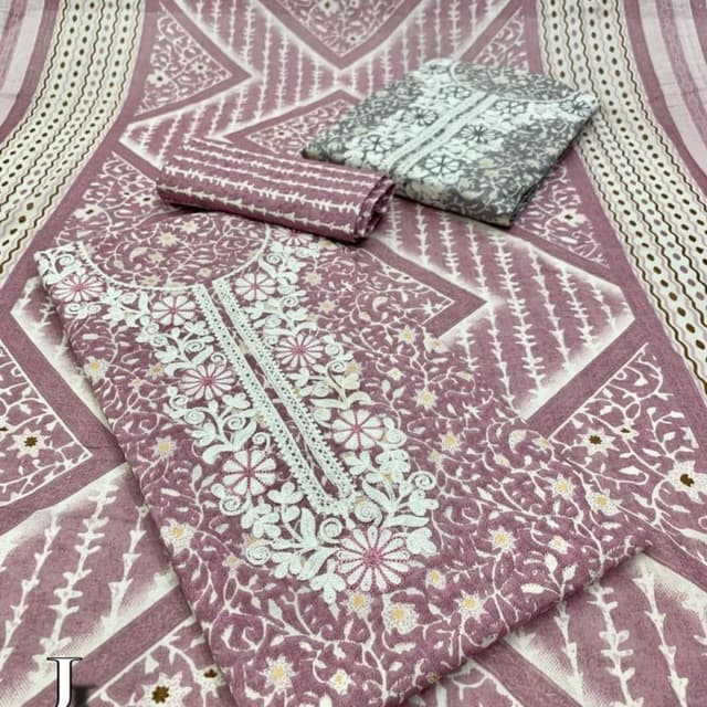 Mauve, White, and hints of yellow Salwar Kameez Set