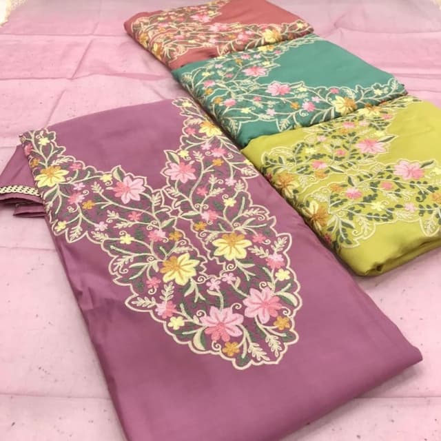 Mauve, Pink, Yellow, Green Unstitched Suit Set