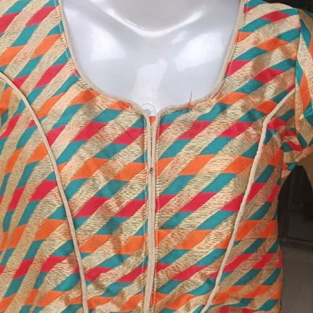 Orange, Teal, Red, Gold Blouse