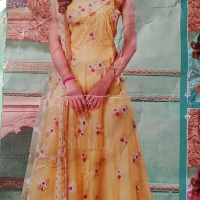 Yellow with red and white floral accents Dress