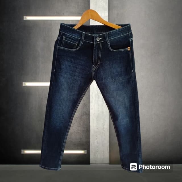 Dark Blue, with white stitching Jeans