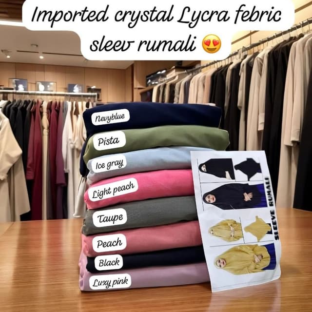 Navyblue, Pista, Ice gray, Light peach, Taupe, Peach, Black, Luxy pink Sleeve Rumali