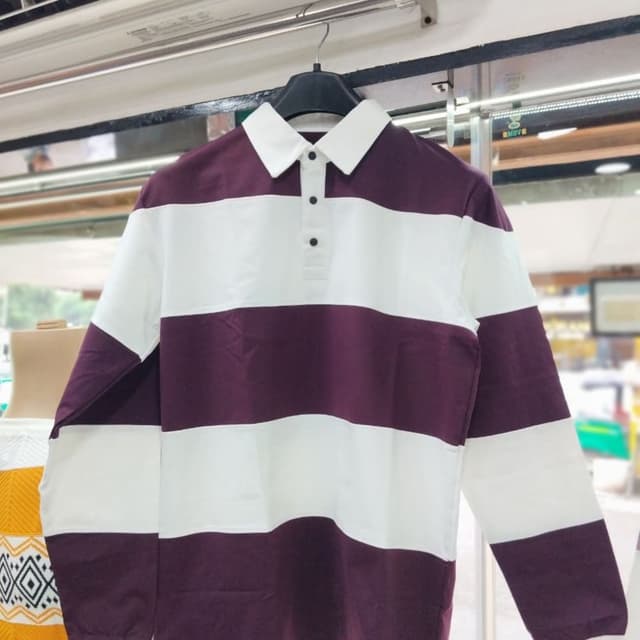 White and Burgundy Rugby Shirt