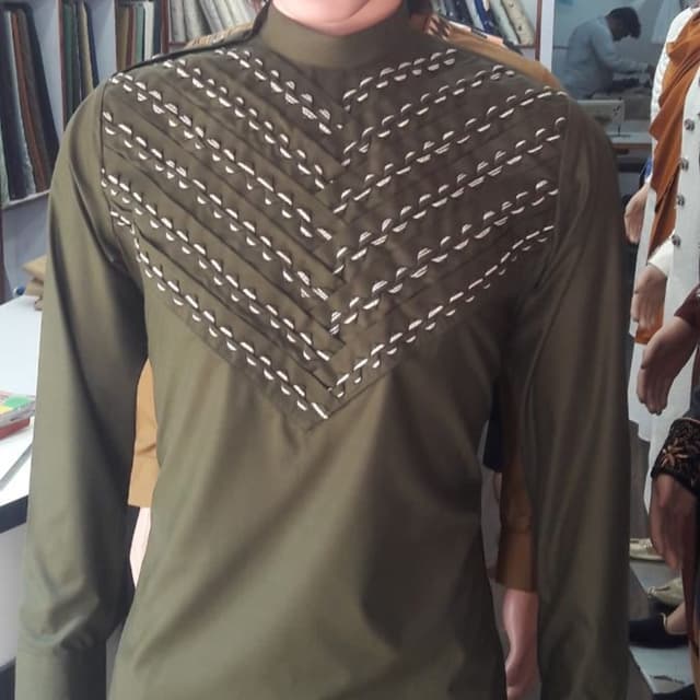 Olive Green and White Shirt