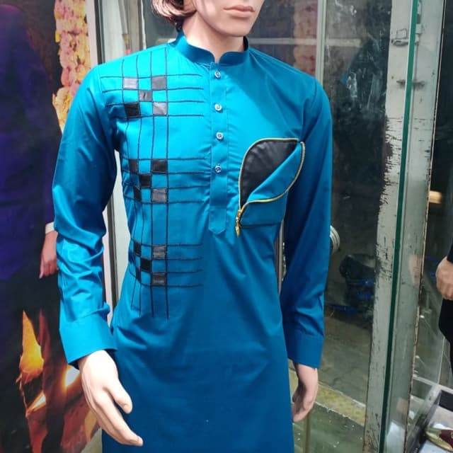 Teal, Black, Gold Kurta