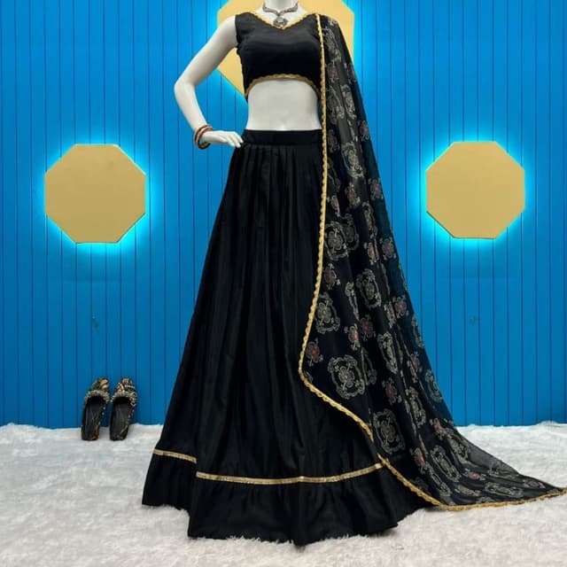 Black and Gold Lehenga Choli