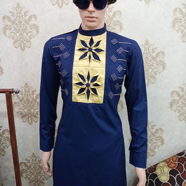 Navy blue and gold Thobe/Kaftan