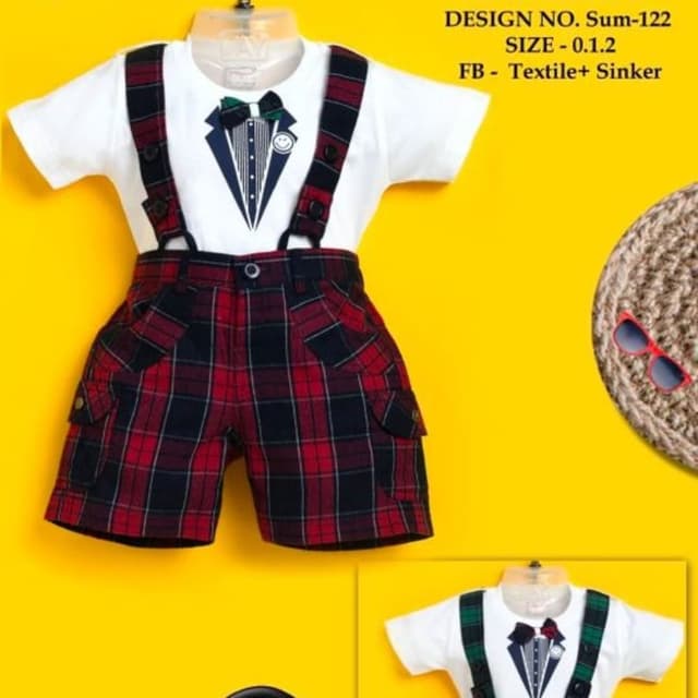 Red, Black, White, Green, Navy Blue Outfit