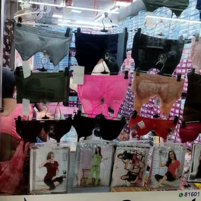 Various, including gray, black, green, pink, and red Underwear