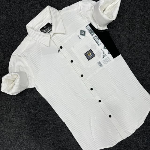 White, Black, Gray Shirt