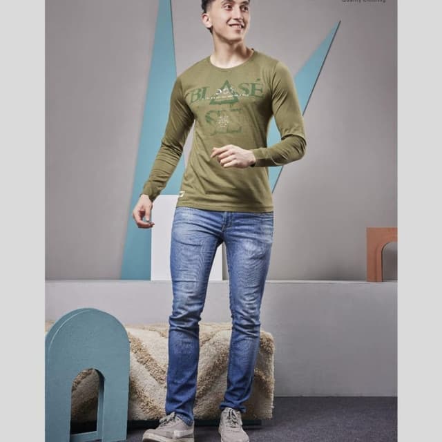 Green and Blue T-shirt and Jeans