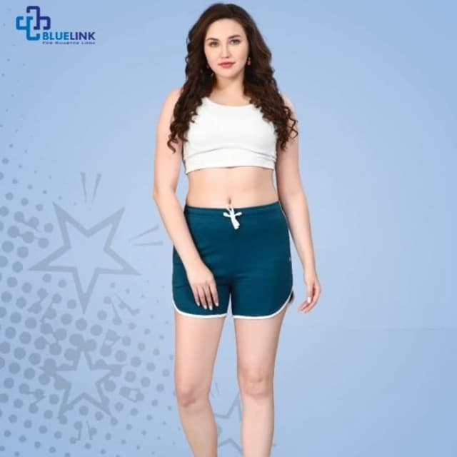 Teal, White Shorts