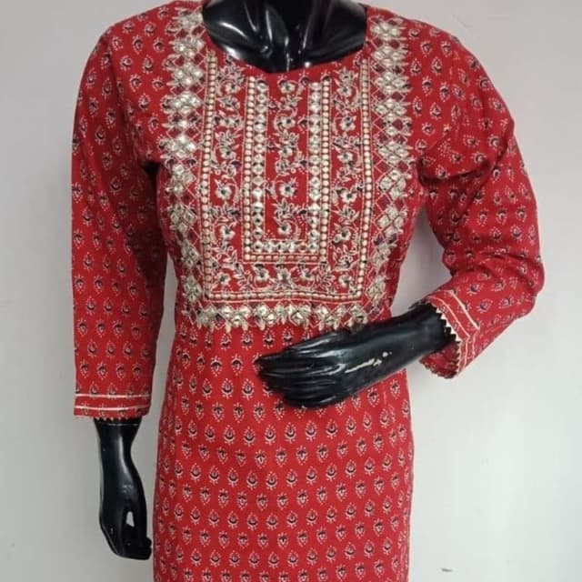 Red, White, Silver, Black Kurti