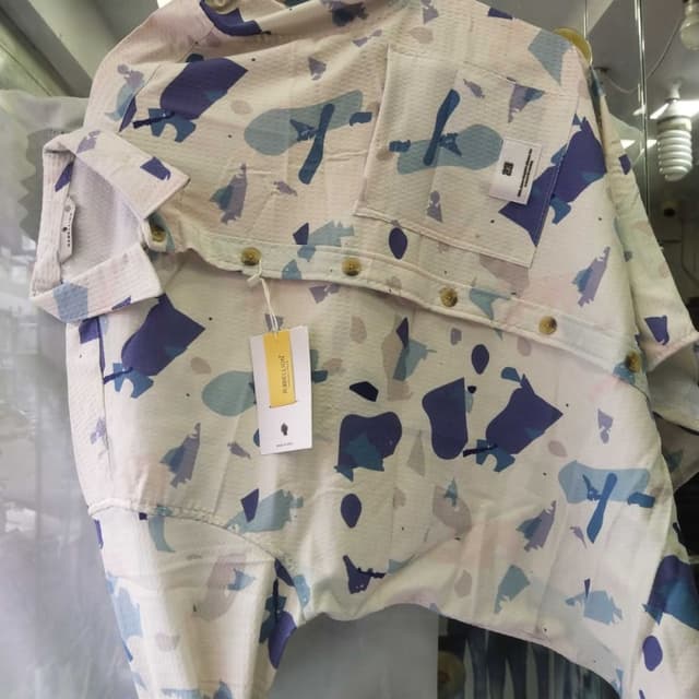 Off-white with blue and light blue abstract print Shirt