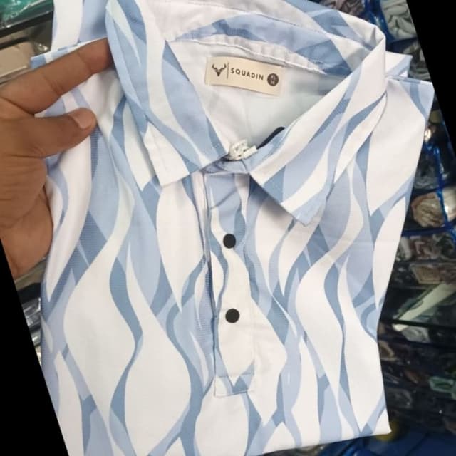 White, Light Blue, and Medium Blue Shirt