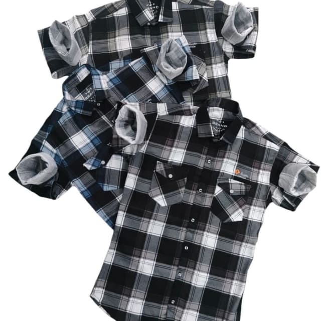 Black, White, Gray, Blue Shirt