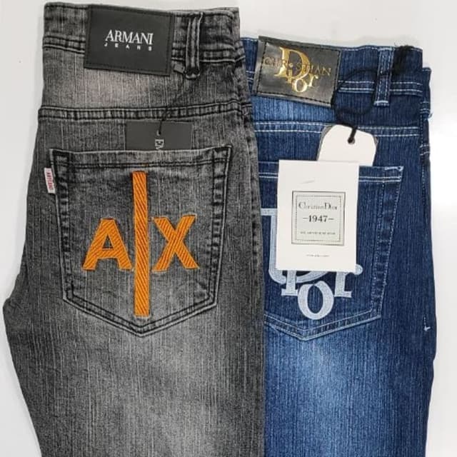 Black and Blue Denim, with Orange accents Jeans