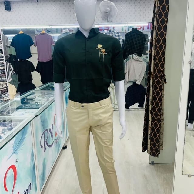 Dark Green and Beige Shirt and Pants