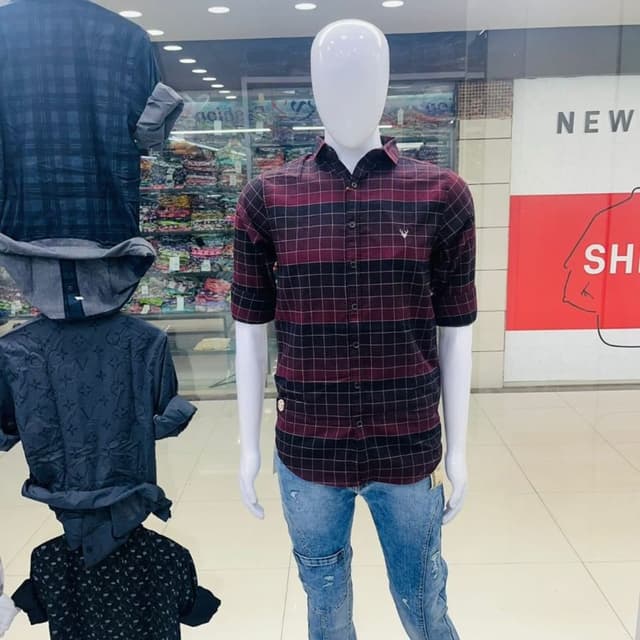Burgundy, Black, and Beige Shirt