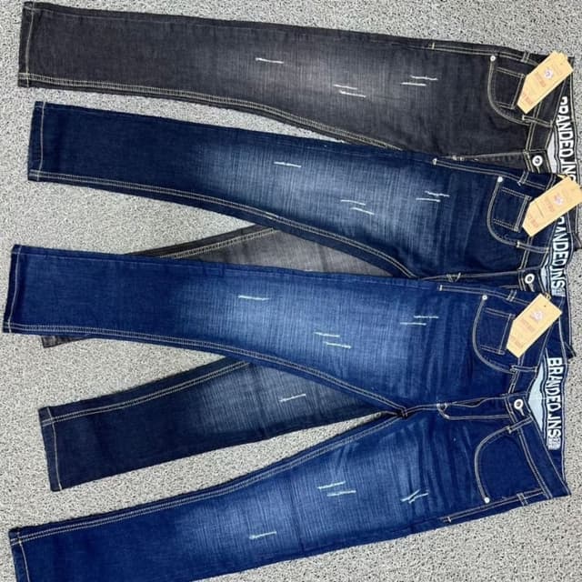 Various shades of blue and gray Jeans