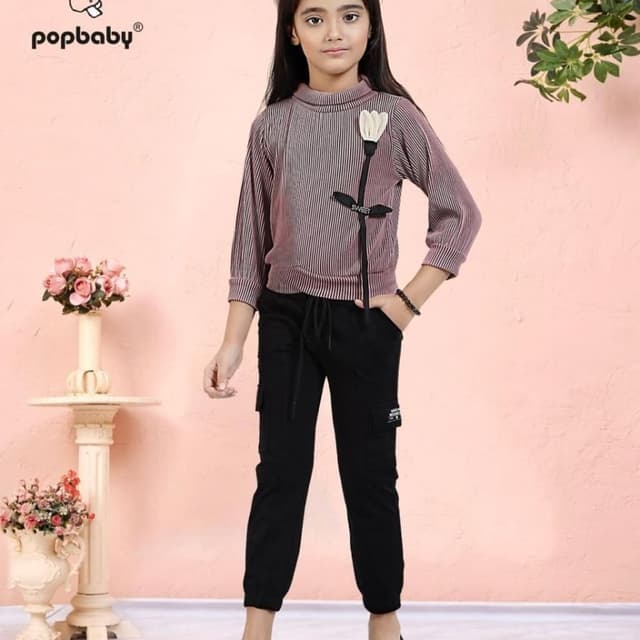 Black and Pink Top and Pants Set