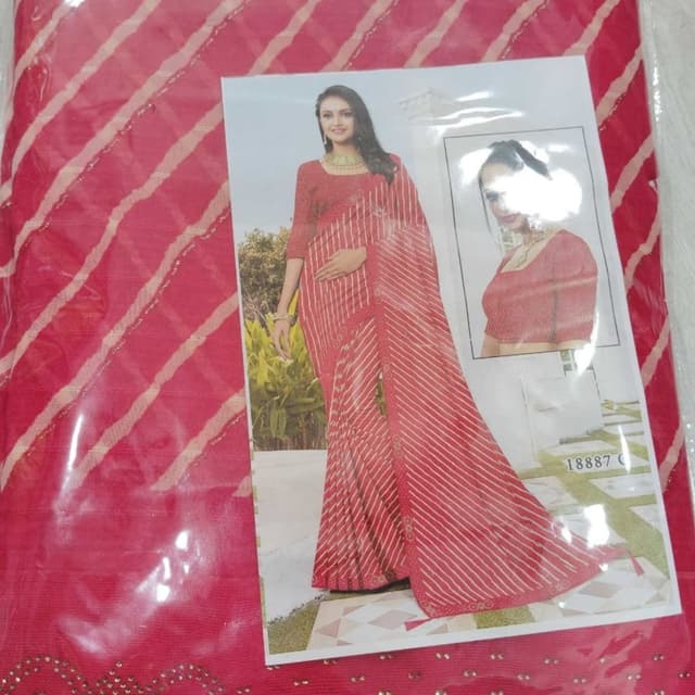 Red and Beige Saree