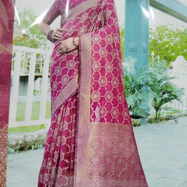 Magenta and Gold Saree